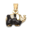 Dije Elegante 05.32.0062.1 Oro Laminado, Diseño de Elefante, Esmaltado Negro, Dorado