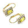 Arete Gancho Frances 5.125.020.6 Oro Laminado, con Cristal Amarillo y Blanca, Pulido, Dorado
