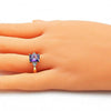 Anillo Multi Piedra 01.210.0119.06 Oro Laminado, con Zirconia Cubica Amatista y Blanca, Pulido, Dorado