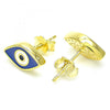 Arete Dormilona 02.336.0055.2 Plata Rodinada, Diseño de Ojo Griego, Esmaltado Azul, Dorado