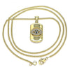 Collares con Dije 04.156.0405.20 Oro Laminado, Diseño de Ojo Griego, con Micro Pave Zafiro Azul y Blanca, Pulido, Dorado