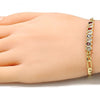 Pulsera Elegante 03.63.2152.07 Oro Laminado, Diseño de Gota, con Zirconia Cubica Granate y Blanca, Pulido, Dorado