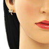 Arete Dormilona 02.210.0465 Oro Laminado, Diseño de Libelula, con Micro Pave Blanca, Pulido, Dorado