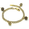 Pulsera Elegante 03.63.2074.2.08 Oro Laminado, con Cristal Negro y Blanca, Pulido, Dorado
