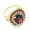 Anillo Multi Piedra 01.346.0021.2.07 Oro Laminado, con Zirconia Cubica Granate, Pulido, Dorado