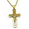 Collares con Dije 04.116.0057.1.30 Acero Inoxidable, Diseño de Crucifijo, Pulido, Dorado