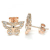 Arete Dormilona 02.336.0073.1 Plata Rodinada, Diseño de Mariposa, con Micro Pave Blanca, Pulido, Oro Rosado