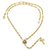 Rosario Fino 5.213.007 Oro Laminado, Diseño de Sagrado Corazon de Jesus y Crucifijo, Diseño de Sagrado Corazon de Jesus, Pulido, Dorado