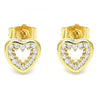 Arete Dormilona 02.156.0515 Oro Laminado, Diseño de Corazon, con Zirconia Cubica Blanca, Pulido, Dorado