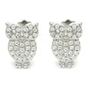 Arete Dormilona 02.336.0176 Plata Rodinada, Diseño de Buho, con Zirconia Cubica Blanca, Pulido, Rodinado