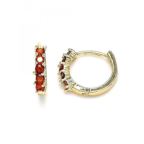 Argolla Huggie 02.210.0643.1.12 Oro Laminado, con Zirconia Cubica Granate, Pulido, Dorado