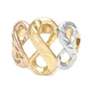 Anillo Elegante 5.175.006.08 Oro Laminado, Diseño de Infinito, Diamantado, Tricolor