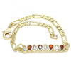Pulsera Elegante 03.63.2152.07 Oro Laminado, Diseño de Gota, con Zirconia Cubica Granate y Blanca, Pulido, Dorado