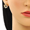 Arete Dormilona 02.283.0050 Oro Laminado, con Zirconia Cubica Blanca, Pulido, Dorado