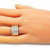 Anillo Multi Piedra 01.346.0017.08 Oro Laminado, con Zirconia Cubica Blanca, Pulido, Dorado