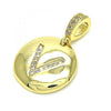 Dije Elegante 05.341.0015 Oro Laminado, Diseño de Iniciales, con Zirconia Cubica Blanca, Pulido, Dorado