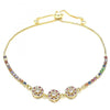 Pulsera Bolo Ajustable 03.233.0016.1.11 Oro Laminado, con Zirconia Cubica Rubi y Blanca, Pulido, Dorado