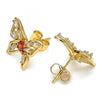 Arete Dormilona 02.387.0005.2 Oro Laminado, Diseño de Mariposa, con Zirconia Cubica Granate y Blanca, Pulido, Dorado