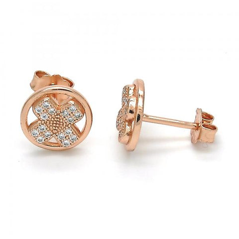 Arete Dormilona 02.174.0080.1 Plata Rodinada, con Micro Pave Blanca, Pulido, Oro Rosado