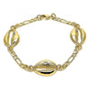 Pulsera Elegante 03.63.2081.08 Oro Laminado, Diseño de Concha, Pulido, Dorado