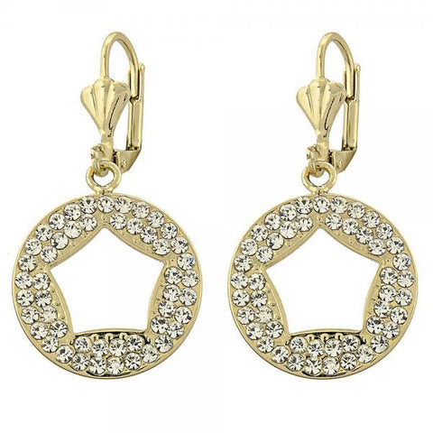 Arete Colgante 02.59.0021 Oro Laminado, con Cristal Blanca, Pulido, Dorado