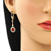 Arete Largo 02.387.0045.2 Oro Laminado, con Zirconia Cubica Granate y Blanca, Pulido, Dorado