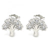Arete Dormilona 02.336.0122 Plata Rodinada, Diseño de Arbol, con Zirconia Cubica Blanca, Pulido, Rodinado