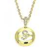 Dije Elegante 05.341.0019 Oro Laminado, Diseño de Iniciales, con Zirconia Cubica Blanca, Pulido, Dorado