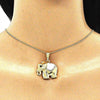 Collares con Dije 04.380.0025.3.20 Oro Laminado, Diseño de Elefante, con Cristal Blanca y Negro, Esmaltado Blanco, Dorado
