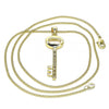 Collares con Dije 04.156.0429.1.20 Oro Laminado, Diseño de Llave, con Micro Pave Granate y Blanca, Pulido, Dorado