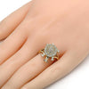 Anillo Multi Piedra 01.100.0002.08 Oro Laminado, Diseño de Tortuga, con Micro Pave Blanca y Rubi, Pulido, Dorado