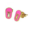 Arete Dormilona 02.64.0231 *PROMO* Oro Laminado, Diseño de Zapato, Esmaltado Rosado, Dorado