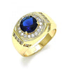 Anillo de Hombre 01.266.0047.3.12 Oro Laminado, con Zirconia Cubica Zafiro Azul y Micro PaveBlanca, Pulido, Dorado