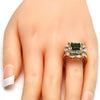 Anillo Multi Piedra 01.284.0005.08 Oro Laminado, con Zirconia Cubica Verde y Blanca, Pulido, Dorado