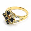 Anillo Multi Piedra 01.365.0006.07 Oro Laminado, con Zirconia Cubica Negro y Blanca, Pulido, Dorado