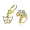 Arete Colgante 02.351.0090 Oro Laminado, Diseño de Mariposa, Pulido, Tricolor