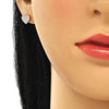 Arete Dormilona 02.369.0014.1 Plata Rodinada, Diseño de Corazon, con Zirconia Cubica Blanca, Pulido, Oro Rosado