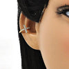 Arete Orejera 02.210.0675 Oro Laminado, Diseño de Cruz, con Micro Pave Blanca, Pulido, Dorado