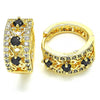 Argolla Huggie 02.210.0084.13.15 Oro Laminado, con Zirconia Cubica Negro y Blanca, Pulido, Dorado