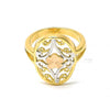 Anillo Elegante 5.175.009.09 Oro Laminado, Diseño de Flor y Filigrana, Diseño de Flor, Diamantado, Tricolor