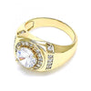 Anillo de Hombre 01.266.0047.12 Oro Laminado, con Zirconia Cubica Blanca y Micro PaveBlanca, Pulido, Dorado