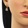 Arete Gancho Frances 5.125.012.5 Oro Laminado, Diseño de Gota, con Cristal Rosa y Blanca, Pulido, Dorado