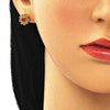 Arete Dormilona 02.346.0017 Oro Laminado, Diseño de Flor, con Zirconia Cubica Granate, Pulido, Dorado