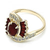 Anillo Multi Piedra 01.210.0101.1.08 Oro Laminado, con Zirconia Cubica Rubi y Blanca, Pulido, Dorado