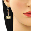 Arete Largo 02.387.0039 Oro Laminado, con Zirconia Cubica Blanca, Pulido, Dorado