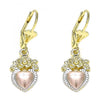 Arete Colgante 02.351.0092 Oro Laminado, Diseño de Corazon, Pulido, Tricolor