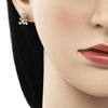 Arete Dormilona 02.310.0079 Oro Laminado, Diseño de Osito, con Micro Pave Blanca, Pulido, Dorado