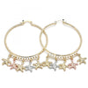 Argolla Grande 02.380.0019.50 Oro Laminado, Diseño de Estrella, Diamantado, Tricolor