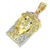 Dije Religioso 05.380.0071 Oro Laminado, Diseño de Jesus, con Cristal Blanca y Negro, Pulido, Tricolor
