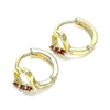 Argolla Huggie 02.210.0618.12 Oro Laminado, Diseño de Corazon, con Zirconia Cubica Granate, Pulido, Dorado